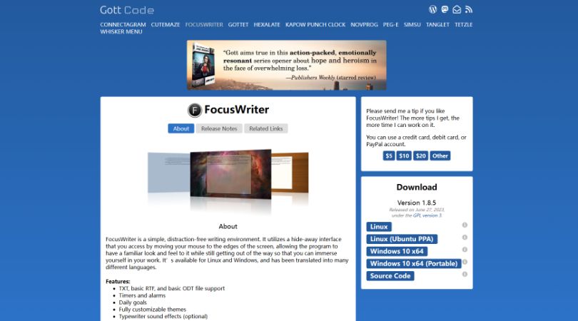 FocusWriter - 专注写作的开源文本编辑器