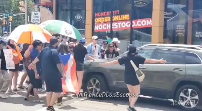 🚨【突发】新泽西抗议现场惊魂！吉普车冲撞人群视频曝光🚨